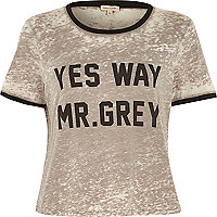 Grey burn out Mr Grey black trim t-shirt