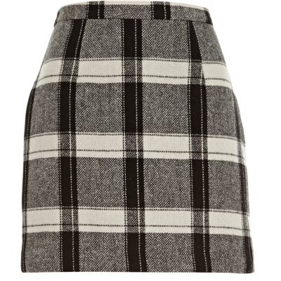 Black check mini skirt