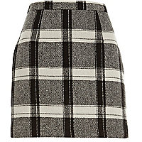 Black check mini skirt