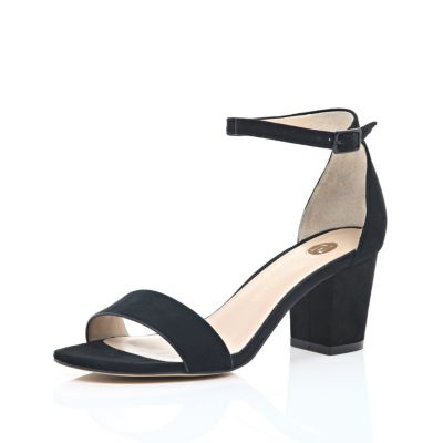 Black suede block heel sandals