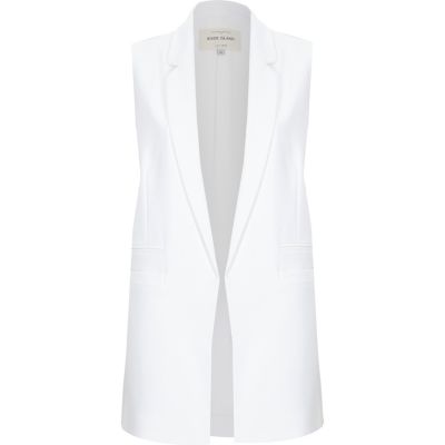 White sleeveless tailored jacket coats / jackets sale women