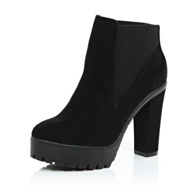 pimkie lace up cleated sole ankle boots in black
