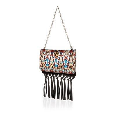 Black suede embellished tassel handbag clutch bags bags / purses