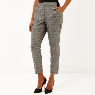 Dark grey tailored cigarette trousers