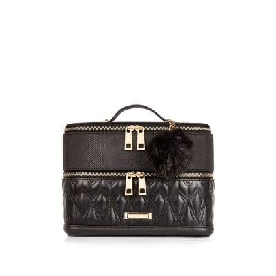 Black quilted vanity case