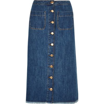 mid length button down skirt