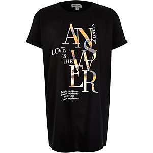 Black love slogan print oversized t-shirt
