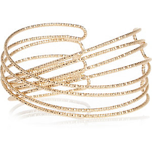 Gold tone wrap cuff bracelet