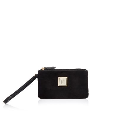 river island black clip top purse