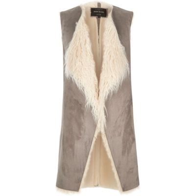 Grey Mongolian faux fur gilet