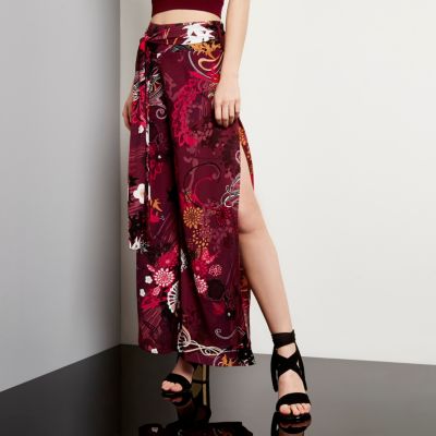 Purple print palazzo trousers