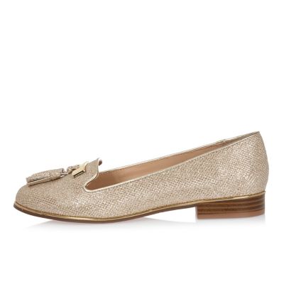 metallic gold loafers