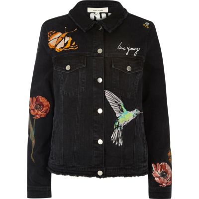 bestickte jeansjacke damen