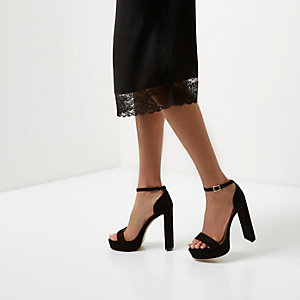 Black double strap platform heels