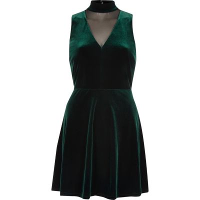 dark green skater dress