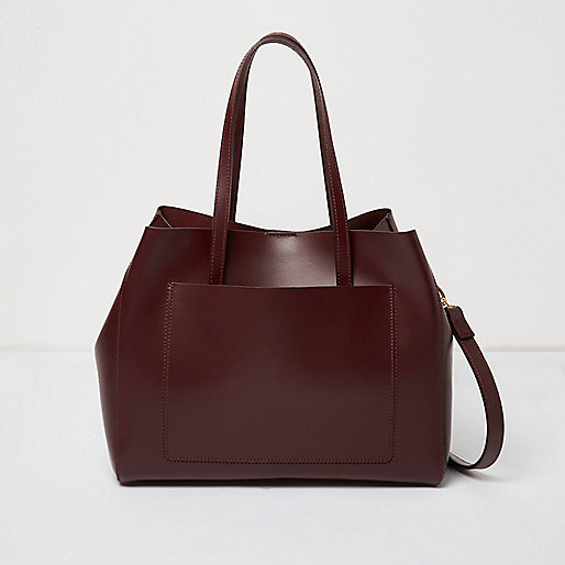 Dark red leather tote handbag - shopper / tote bags - bags / purses - women