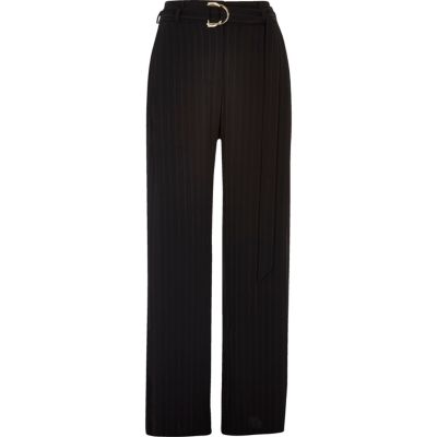 womens black pinstripe trousers