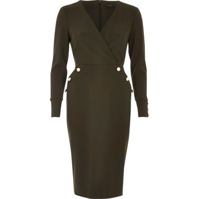 river island khaki green dress