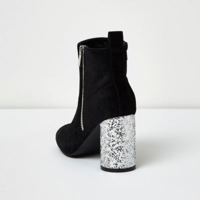 black sparkly heel boots