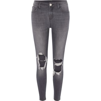 grey ripped jeans womens