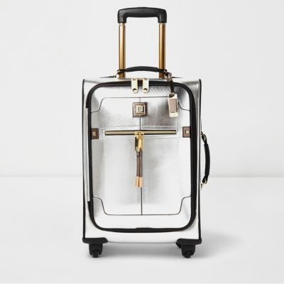 Silver metallic weekend bag luggage bags / purses women