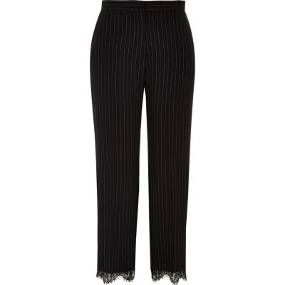 womens black pinstripe trousers