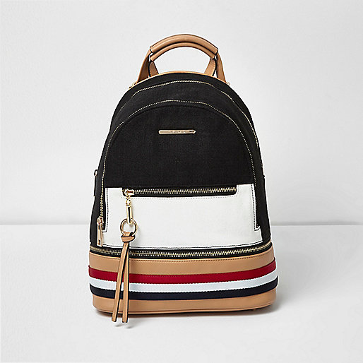 Black and white panel backpack - backpacks - bags / purses - women