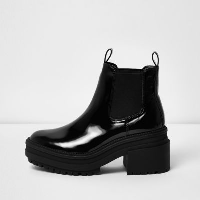 patent block heel boots