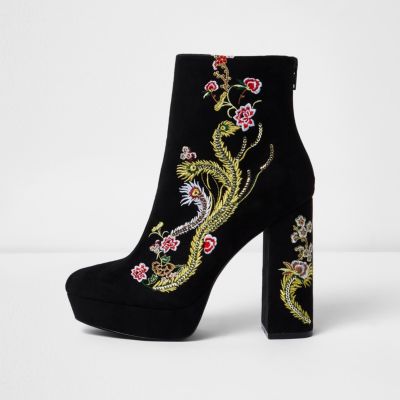 embroidered platform boots