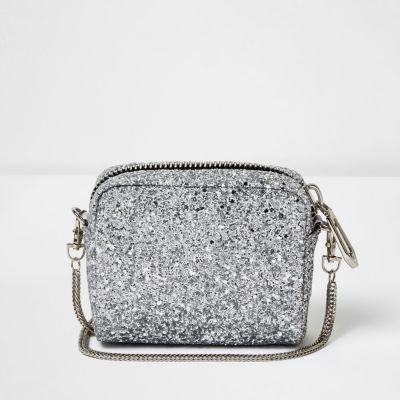 silver glitter shoulder bag