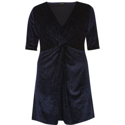 river island navy velvet dress