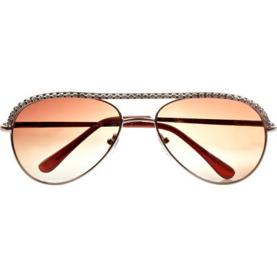 Girls gold diamante aviator sunglasses