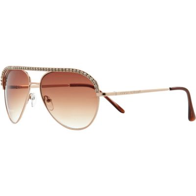 Girls gold diamante aviator sunglasses