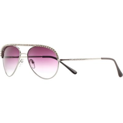 Girls silver diamante aviator sunglasses