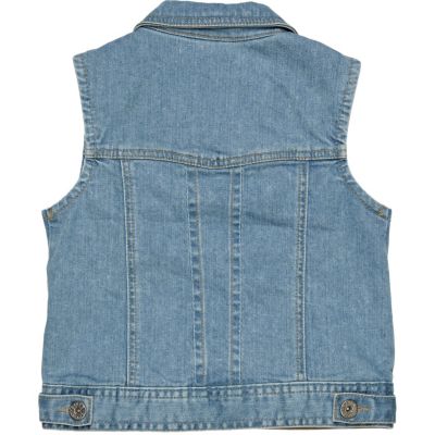 Girls light wash denim gilet