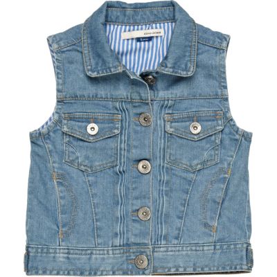 Girls light wash denim gilet
