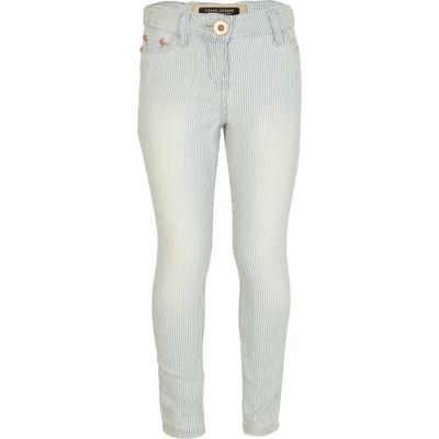 Girls blue ticking stripe jeans