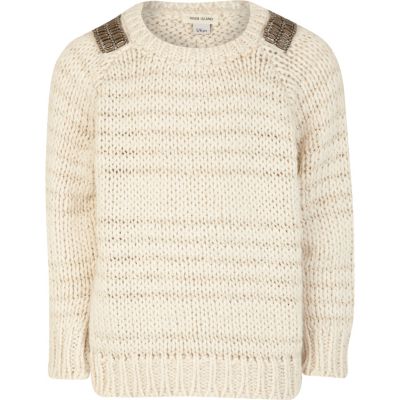 Girls cream stripe jumper