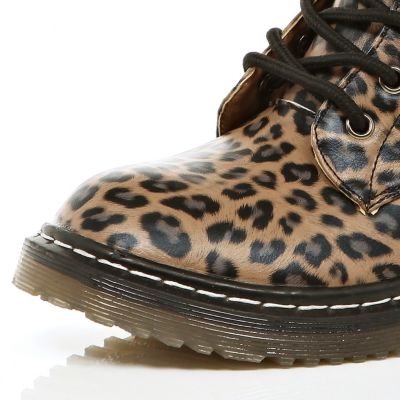 Girls brown leopard print chunky boots