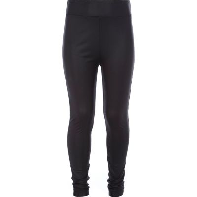 Girls black wet look leggings