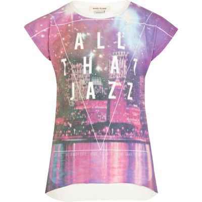 Girls purple all that jazz print t-shirt