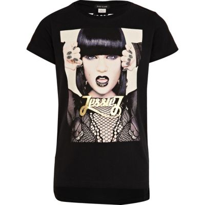 Girls black Jessie J print t-shirt
