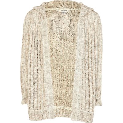 Girls beige hooded cardigan