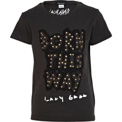 Girls grey Lady Gaga t-shirt