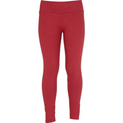 Girls red tuxedo studded leggings