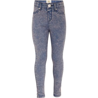 Girls pink acid wash jeggings