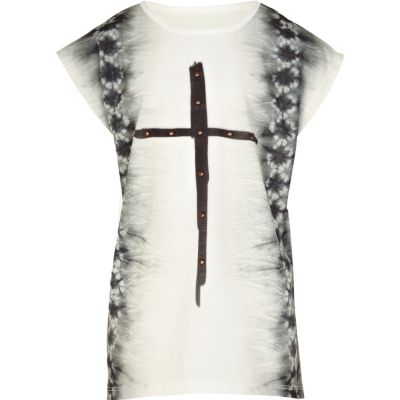 Girls white tie dye cross t-shirt