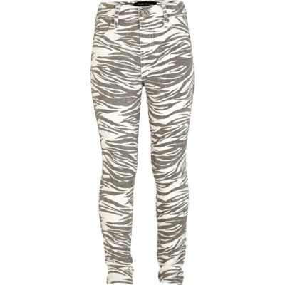Girls grey zebra print jeggings