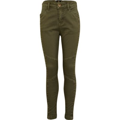 Girls khaki biker trousers