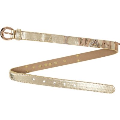 Girls gold metallic i want belt